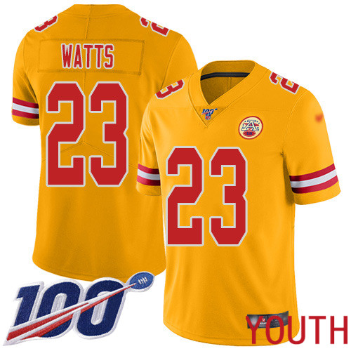 Youth Kansas City Chiefs #23 Watts Armani Limited Gold Inverted Legend 100th Season Football Nike NFL Jersey->kansas city chiefs->NFL Jersey